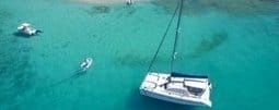 catamaran anchored at sandy spit british virgin islands
