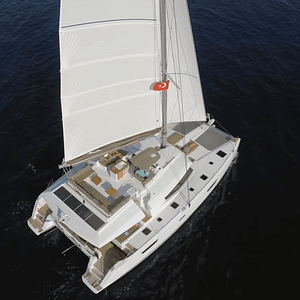 fountaine pajot ipanema 58 with sails up view from above