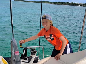 Using a winch during a bareboat charter in the Bahamas