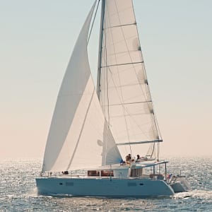 Sails up on a Lagoon 450 Bareboat Charter