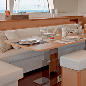 Lagoon 620 all-inclusive yacht charter saloon indoor dining